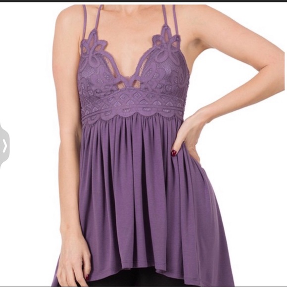 Purple Crochet & Lace Tunic Tank Dress Top NWT - Picture 3 of 8